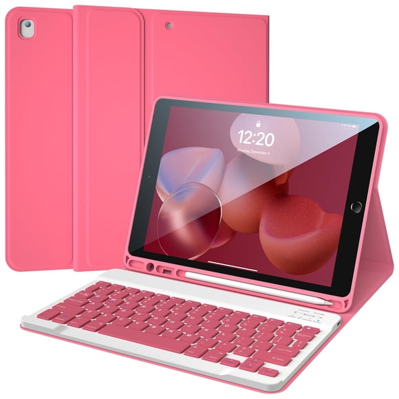 Funda con teclado para iPad 9ª generación de 10,2 pulgadas 2021/2020/2019, color rosa