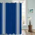 thumbnail image 3 of Fabric Shower Curtain White Stripes Geometric Blue Background Shower Curtains with 12 Hooks Waterproof Machine Washable Bath Curtains for Bathroom, 72 x 72in, 3 of 6