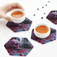 thumbnail image 4 of Drink Coasters, Gothic Red Skull Cemetery -PVC Leather Coasters Sets of 4 for Tabletop Protection - Bar Accessories, Coasters for Drinks Cup Aesthetic Coasters Home Office Decor Hexagon, 4 of 5