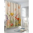 thumbnail image 3 of Shower Curtains Flower Floral Branch Leaves Bath Curtain Plant Watercolor Waterproof Bathroom Shower Curtain Set with Hooks Decoration 72 x 72 Inches, 3 of 7