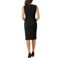 thumbnail image 3 of INSPIRE CHIC Women's Business Pencil Dress V Neck Sleeveless Tie Waist Work Slit Midi Dresses L Black, 3 of 6