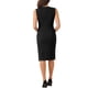 thumbnail image 3 of Vestido de lápiz de negocios para mujeres INSPIRE CHIC, con escote en V, sin mangas, con cinturón en la cintura, vestido midi con abertura, color negro, 3 of 6