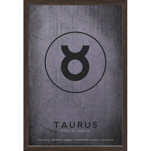 Taurus - Astrological Sign - Zodiac - Lantern Press Artwork (16x24 Giclee Art Print, Gallery Framed, Espresso Wood)