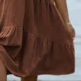 thumbnail image 3 of Linen Dress Women Summer Cotton Linen Lapel Button Down Mini Dresses Womens Casual Solid Turndown Loose Lightweight Short Sleeve Beach Tunic Sundress, 3 of 9