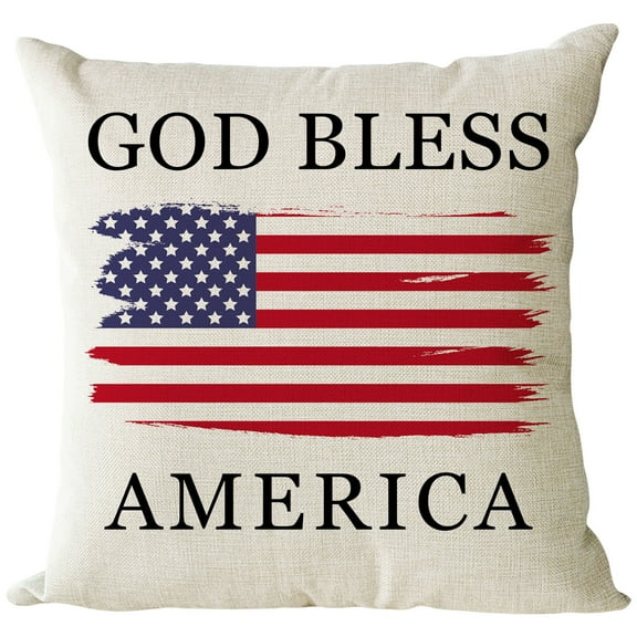 July 4th Patriotic Farmhouse Decorative Throw Pillow Case , Independence Day Patriotic Throw Pillow Case American Flag Stars and Stripes Cushion Case for Sofa Couch Bed Home Outdoor