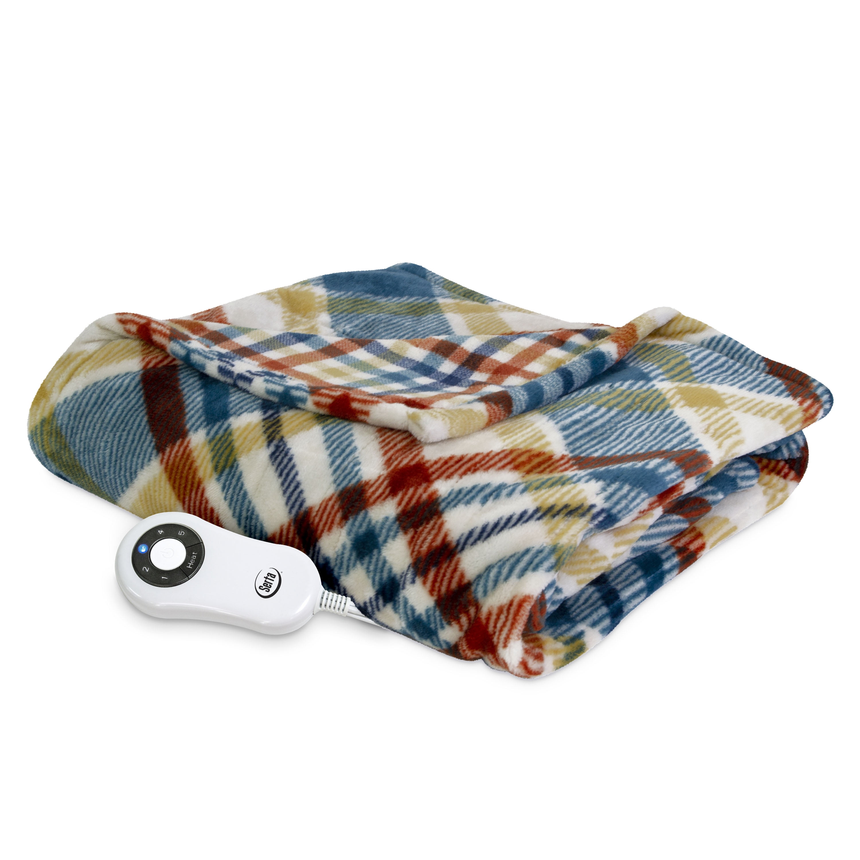Serta Silky Plush Reversible Electric Heated Throw, 5Setting Heat
