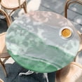 thumbnail image 2 of Green Coastal Wave Round Tablecloth, Fitted Table Cover with Elastic for 55"-60" Round Tables, Summer Modern Ocean Beach Table Cloth Outdoor Indoor Dinning Party Waterproof Tablecloths, 2 of 7