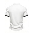 thumbnail image 5 of Fabrcox Mens Ribbed Polo Shirts Lapel Button Men Short Sleeve Shirt Color Block Spring Workout Going Out Men's Golf Shirt, 5 of 5