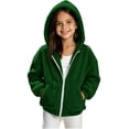 thumbnail image 2 of Lutiedan Zip up Sherpa Jacket for Girls Fuzzy Fleece Hooded Warm Outerwear Lightweight Casual Winter Coat with Pockets Size 5-15,Army Green, 2 of 7