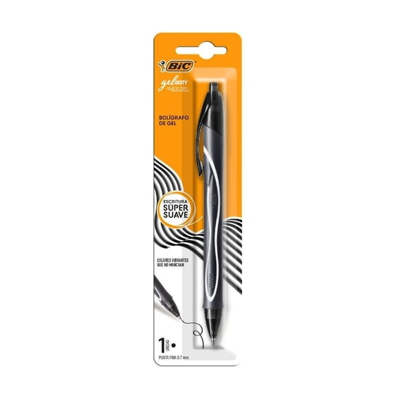 Boligrafo Bic Gelocity De Gel, tinta color negro, 1 pieza