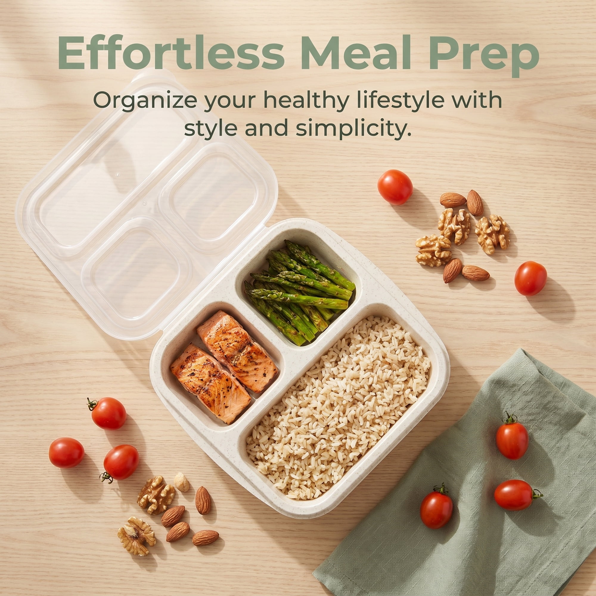 Unique Bargains Wheat Straw Leak-Proof Meal Lunch Bento Box for Work Travel Beige