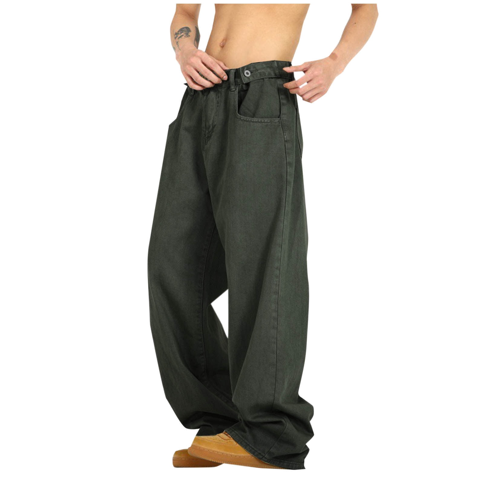 HOOMEUMY Men's Jeans Baggy Pants Y2K Hip Hop Straight Leg