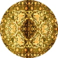 thumbnail image 1 of Ahgly Company Machine Washable Indoor Round Persian Yellow Traditional Area Rugs, 5' Round, 1 of 4