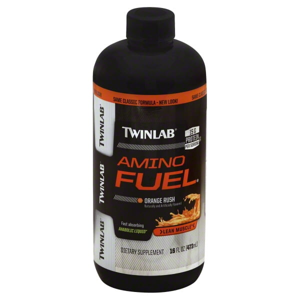 Twinlab Amino Fuel Liquid Orange Rush Caffeine Free Pre Workout & Post Workout Amino Energy