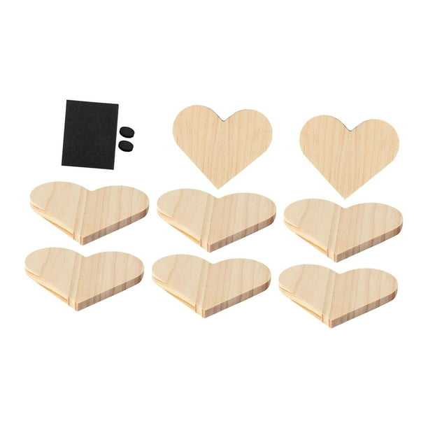 Juego de 8 posavasos de madera sin terminar para manualidades; posavasos de madera en blanco; posavasos de madera Corazón