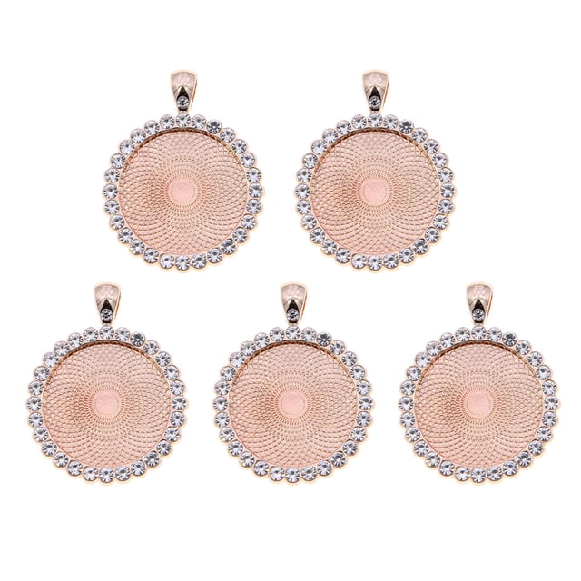 1 bolsa de bandejas colgantes de diamantes de imitación, accesorios de joyería brillantes con incrustaciones de cristal de colores circulares, Ropa, zapatos y accesorios Miscelánea Oro rosa 25MM Minnieouse AP009558-05