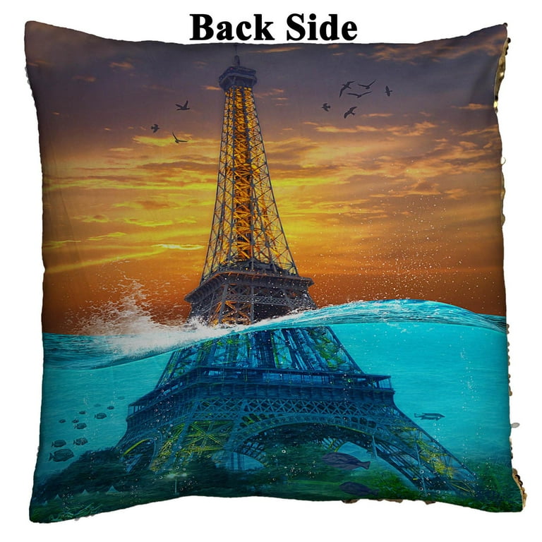 Eiffel tower top sequin pillow