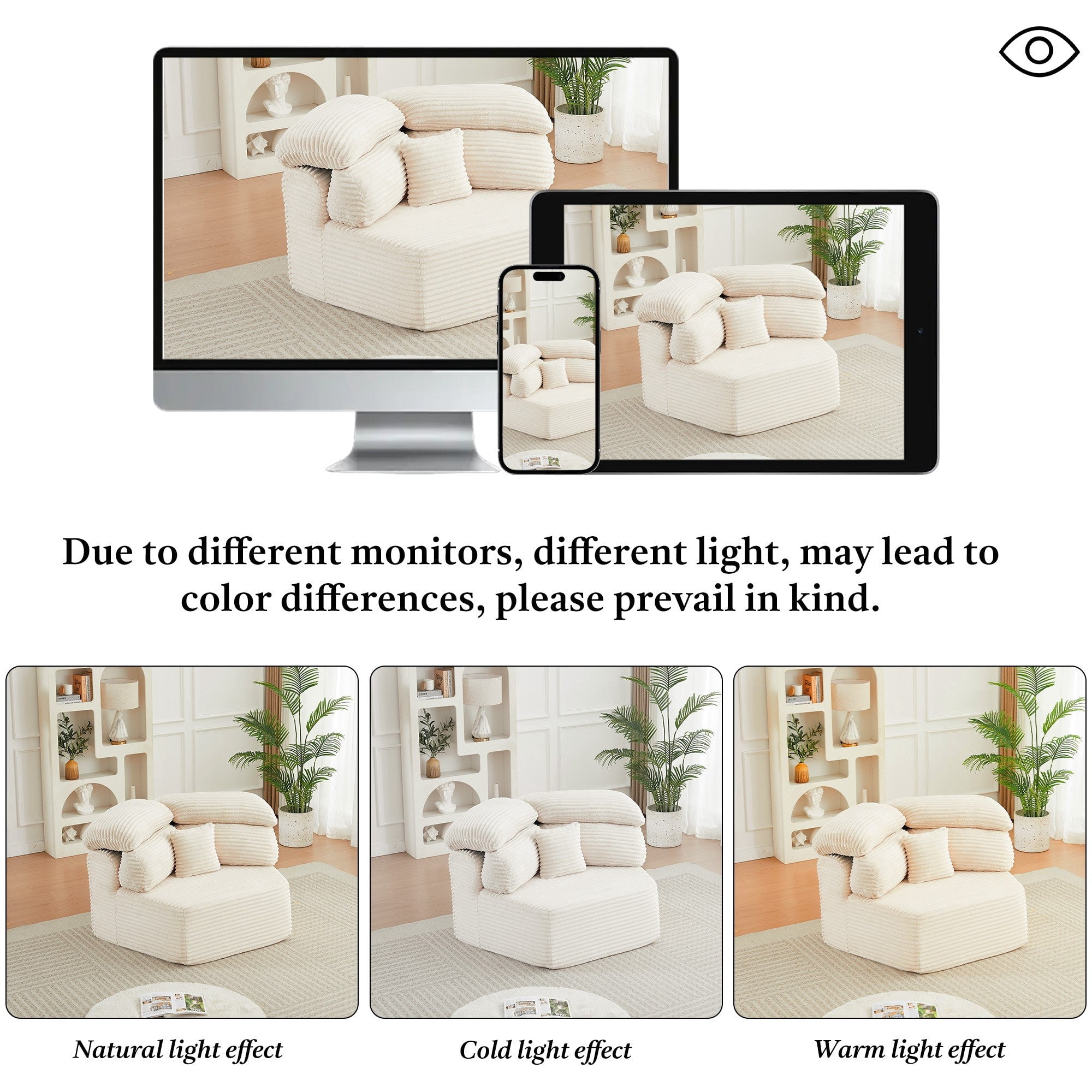 Sailvan 53" Modern Cream Modular Lounge Chair, Pentagonal Chenille Single Seater Cloud Sofa with Enveloping Pillows, Cozy Foam Armchair Beige