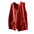 thumbnail image 2 of Qetyuw Button Down Sweater Vests for Women Knit Sleeveless V Neck Vest Solid Color Casual Tank Tops with Pockets, 2 of 6