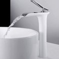 thumbnail image 5 of Grifo de cascada alto para baño, grifo mezclador para lavabo de agua caliente y fría, diseño moderno, color blanco, 5 of 5