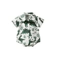 thumbnail image 1 of hirigin Baby Boys Lapel Romper, Summer Infant Cartoon Dinosaur Leaves Printing Short Sleeve Single-breasted Jumpsuit, 1 of 8