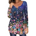 thumbnail image 1 of Puntoco Mujer Casual Camiseta Impreso Manga Larga Cuello Redondo Fruncido Pullover Blusa tops Puntoco Puntoco-7579, 1 of 6