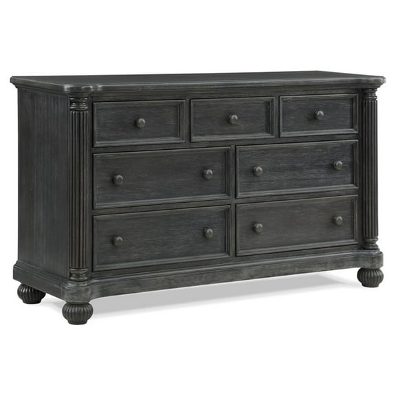 Pemberly Row Traditional 7-Drawers Wood Dresser in Weathered Brown