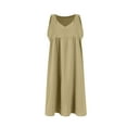 thumbnail image 2 of Eyelet Dress For Women, Tank Casual Loose Sleeveless Cotton Linen Solid Color V Neck Beach Dresses Floral Women Cocktail Wedding Guest Dresses Sexy Spring Engagement Dresses (XXL, Khaki) ZMTing, 2 of 5