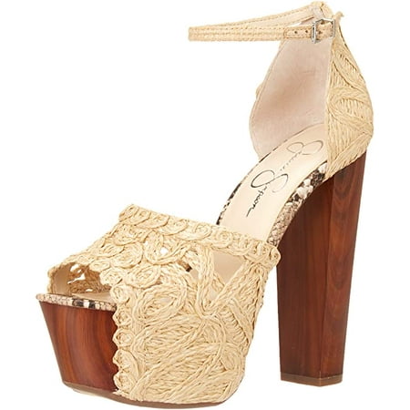 Jessica Simpson Dessie High Platform Nude Ankle Strap Heeled Sandals Natural