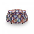 thumbnail image 3 of Tropical Ottoman Cover, Exotic Pineapples Leaves, 2 Piece Slipcover Set with Ruffle Skirt for Square Round Cube Footstool Decorative Home Accent, Standard Size, Dark Indigo Multicolor, by Ambesonne, 3 of 5