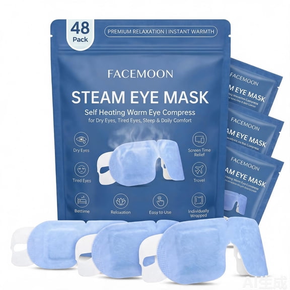 FACEMOON Steam Eye Mask for Dry Eyes Self Moist Warm Compress Heated Disposable for Sleep Spa Relaxation Travel Essential