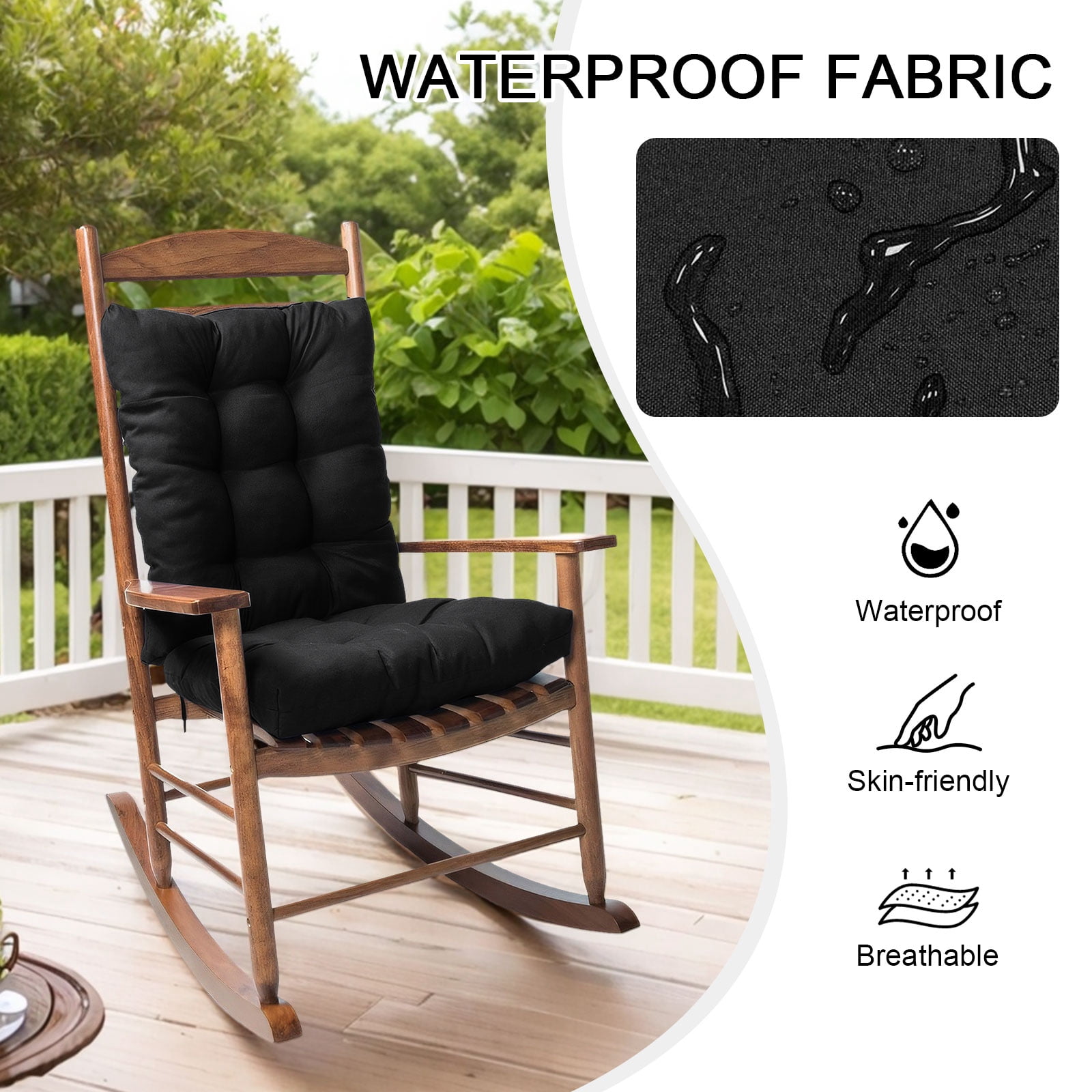 TOPCHANCES Water Resistant Rocking Chair with Non Slip Ties, 2 Piece