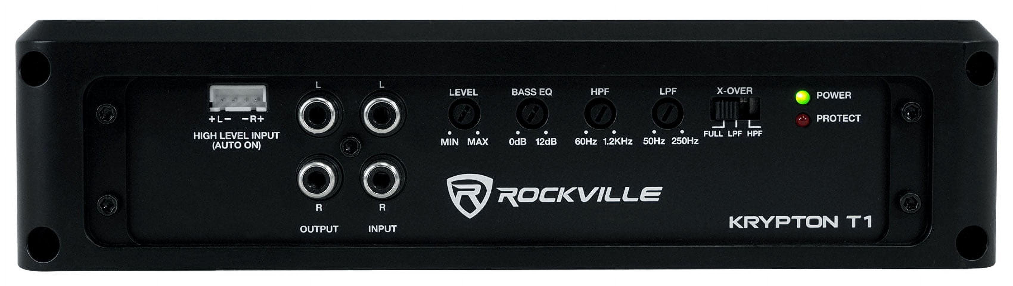 Rockville KRYPTON T1 1600 Watt 2 Channel Car Amplifier w VoltMeter+Amp Wire Kit