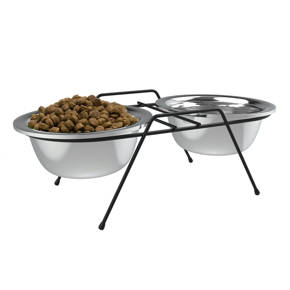 Petmaker Stainless Steel Elevated Pet Bowls with NonSlip Iron Stand for Dogs and Cats Raised