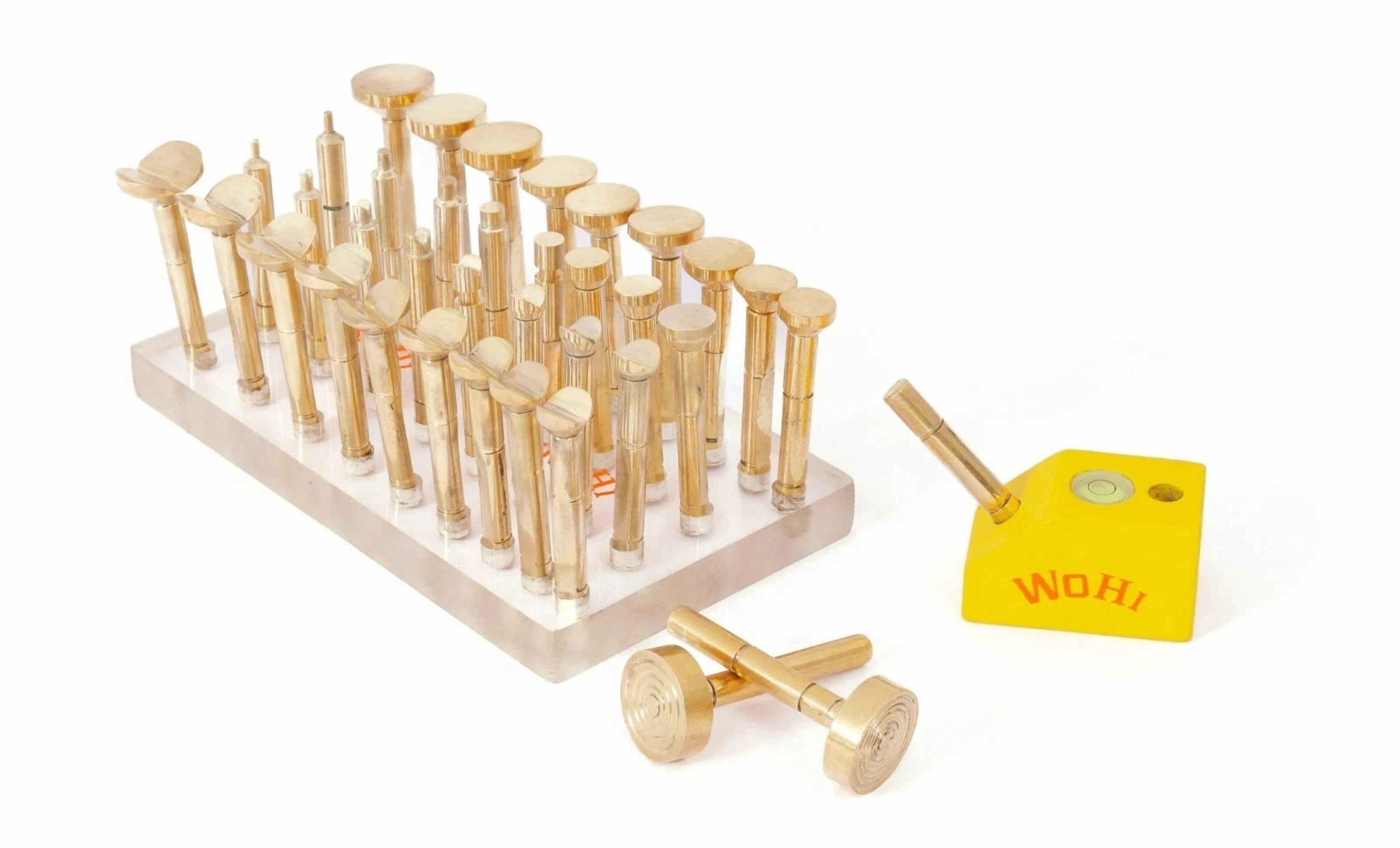 Wohi Innovations 36-Piece Gemstone Faceting Brass DOP Combo, 6mm & 6.35mm Compatible, Lapidary Tool Kit