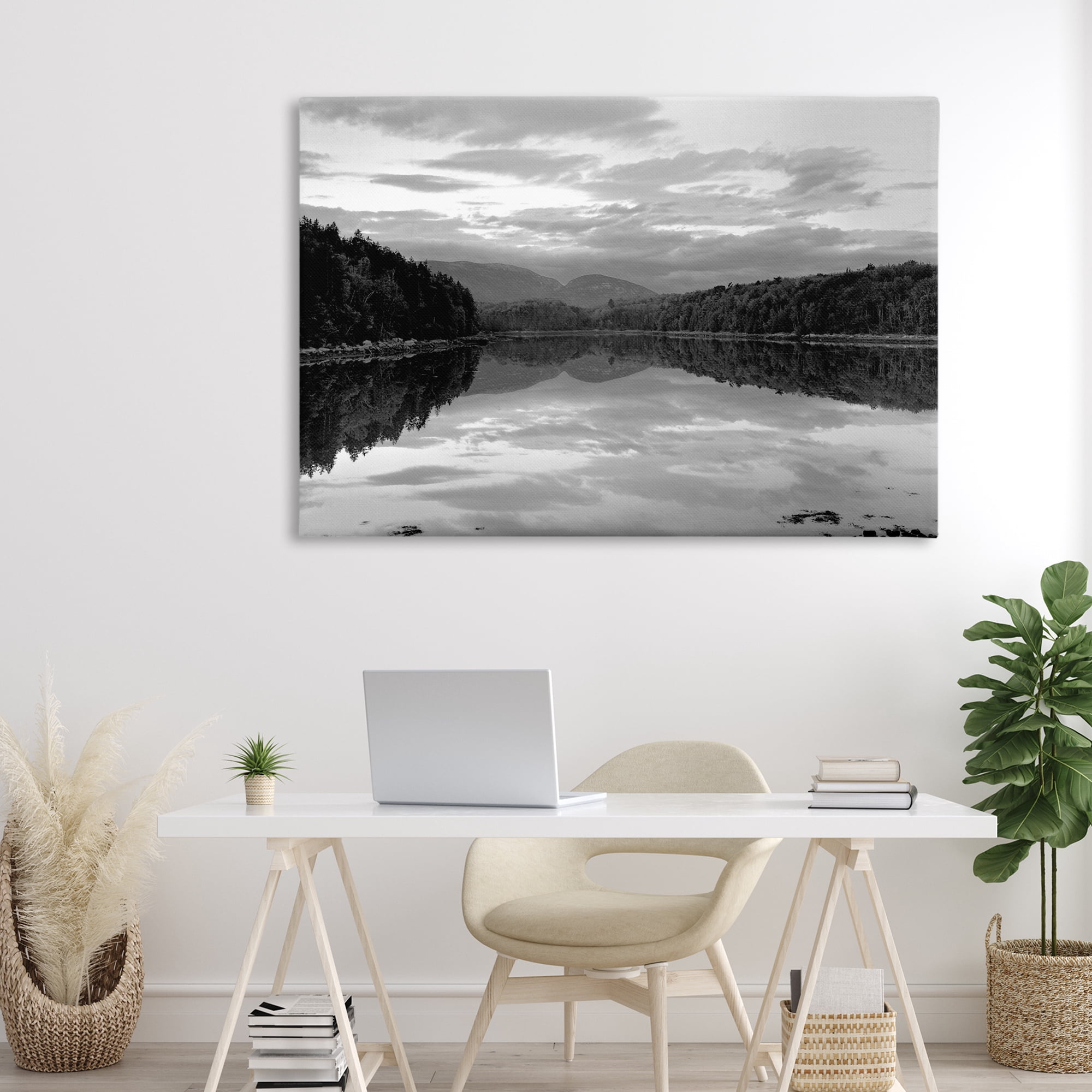 Stupell Industries Acadia Reflection in Monochrome Canvas Wall Art, design by MJ Photography