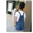 thumbnail image 2 of KIDSCOOL SPACE Baby Girl Ripped Denim Shortall Overalls Workwear Female, Deep Blue, 2-3 Years, 2 of 7