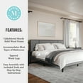 thumbnail image 4 of Martha Stewart Jett King Size Solid Wood Platform Bed with Upholstered Base and Inset Paneled Headboard, Wood Slat Bottom, No Box Spring Needed, Brown Gray/Gray, 4 of 11