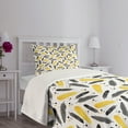 thumbnail image 5 of Ambesonne Feather Quilted Bedspread Set 2 Pcs, Bohemian Exotic Plumage, Twin Size, Grey Yellow, 5 of 6