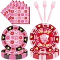 thumbnail image 1 of Princess Birthday Party Decorations, 96 Pcs Four Ever a Princess Plates and Napkins Forks Tableware Set, Girls 4th Birthday Party Supplies Disposable Plates Set for 24, 1 of 7