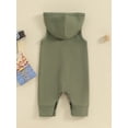 thumbnail image 3 of Bagilaanoe Newborn Baby Boys Summer One-pieces Contrast Color Sleeveless Hooded Jumpsuit 3M 6M 12M 18M Infant Romper Casual Clothing, 3 of 8