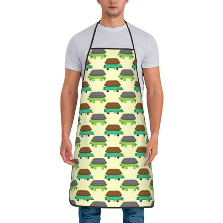 

Uemuo Turtle On Skateboard Printed Bib Apron Adjustable Water and Oil Resistant Cooking Kitchen Chef Apron for Women Men