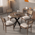 thumbnail image 4 of 31.5" Round Dining Table,Retro and Elegant Dining Table,with Black Metal Frame Structure,Suitable for Dining Rooms,Kitchens,for 2-4 People.Brown, 4 of 8
