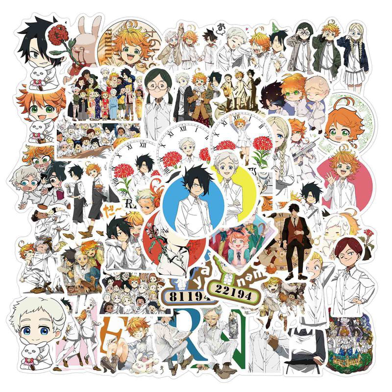 100pcs Anime The Promised Neverland Stickers Decals Motor Skateboard Laptop& 