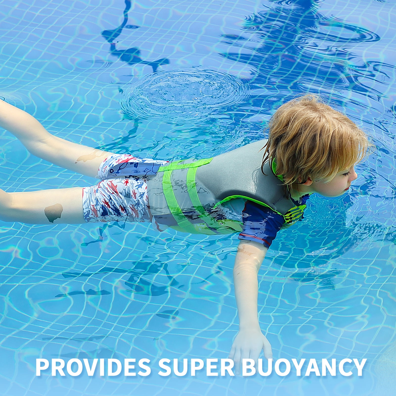 Gogokids Kids Swim Vest Life Jacket, Float Suit Children Flotation Buoyancy Swimsuit Swimwear Swimming Learning for Children, Blue
