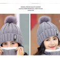thumbnail image 3 of Gorro de lana de punto de invierno Suéter Corbata Versátil Conjunto de dos piezas con forro polar Aislamiento en frío (Gris), 3 of 5