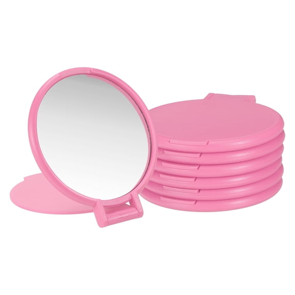 Uxcell 6 Pcs Round Compact Mirror Bulk, Mini Pocket Folding Makeup Mirrors Small Portable Makeup Stuffs for Purse, Women Girls Travel Daily Use Party Gifts, Dark Pink