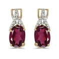 thumbnail image 1 of 10k Yellow Gold Oval Rhodolite Garnet And Diamond Earrings, 1 of 2