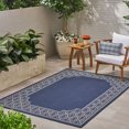 thumbnail image 2 of Modern 5'3" x 7' Area Rug, Washable Rug Vintage Floral Rug Bedroom Rug Non Slip Entryway Rug Indoor Kitchen Rug, for Bedroom LivingRoom Laundry Room Playroom, Easy to Clean, Navy, 2 of 7