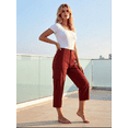 thumbnail image 2 of FAIOROI Womens Wide Leg Capris Casual Cargo Pants Mid‑Calf Length Outdoor Activities,Wine 3XL, 2 of 5